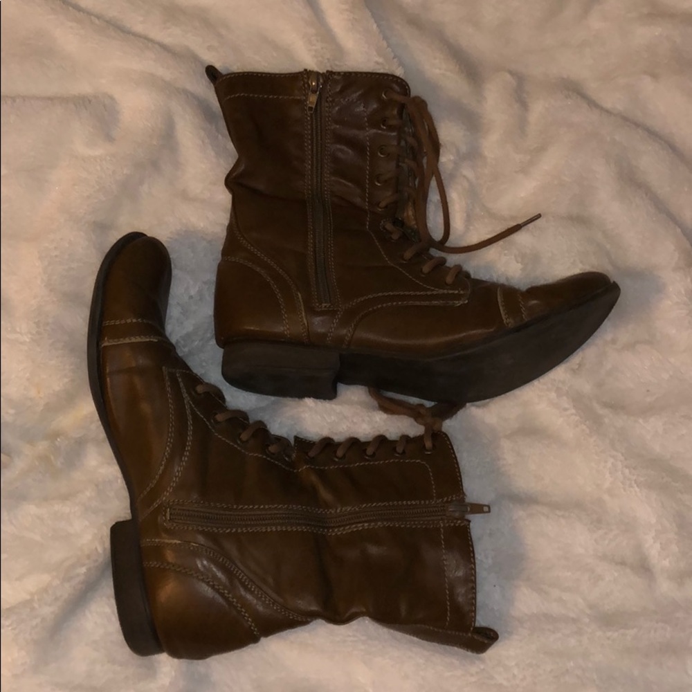 Foldable Leather Combat Boots - Picture 2 of 7